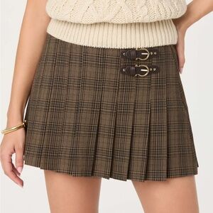 Astr the label Brown Plaid Mini Skirt